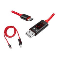 Solex Kábel USBA-USBC 1m 2,4A LX8578 V+Ampermeter