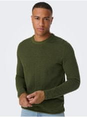 ONLY&SONS Kaki pánsky rebrovaný sveter ONLY & SONS Niguel XL