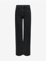 Jacqueline de Yong Čierne dámske široké džínsy JDY Kaja XS/32