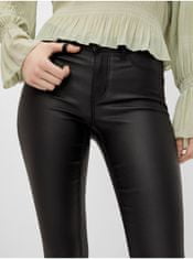 Pieces Čierne dámske koženkové nohavice Pieces Shape-Up XL