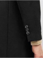 Jack&Jones Čierny pánsky kabát s prímesou vlny Jack & Jones Morrison S