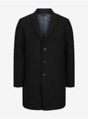 Jack&Jones Čierny pánsky kabát s prímesou vlny Jack & Jones Morrison S
