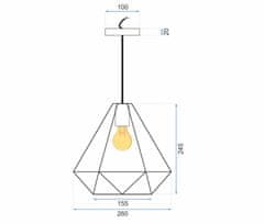 Toolight GEOMETRICKÁ ČIERNA Trojuholníková stropná lampa APP252-1CP