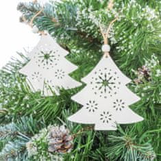 Tutumi Sada dřevěných závěsů na vánoční stromek 2ks Bílé vánoční stromky