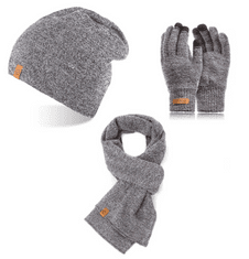 Brødrene 3W1 zimná čiapka rúrka šál zimné rukavice CZ4 + S1 + R1 svetlo šedá