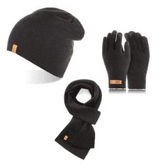 Brødrene 3W1 zimná čiapka rúrka šál zimné rukavice CZ4 + S1 + R1 čierna