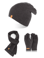 Brødrene 3W1 zimná čiapka rúrka šál zimné rukavice CZ7 + S1 + R1 tmavo šedá