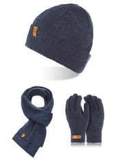 Brødrene 3W1 zimná čiapka rúrka šál zimné rukavice CZ8 + S1 + R1 námornícka modrá