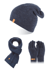 Brødrene 3W1 zimná čiapka rúrka šál zimné rukavice CZ7 + S1 + R1 námornícka modrá