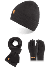 Brødrene 3W1 zimná čiapka rúrka šál zimné rukavice CZ8 + S1 + R1 čierna