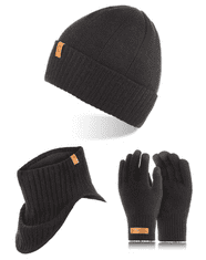Brødrene 3W1 Pánska čiapka šál rúrka rukavice zimné CZ8 + K1 + R1 čierna