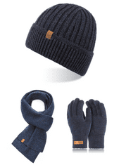 Brødrene 3W1 zimná čiapka rúrka šál zimné rukavice CZ12 + S1 + R1 námornícka modrá