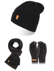 Brødrene 3W1 zimná čiapka rúrka šál zimné rukavice CZ14 + S1 + R1 čierna