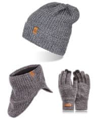 Brødrene 3W1 Pánska čiapka šál rúrka rukavice zimné CZ14 + K1 + R1 svetlo šedá