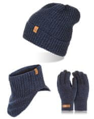 Brødrene 3W1 Pánska čiapka šál rúrka rukavice zimné CZ14 + K1 + R1 námornícka modrá