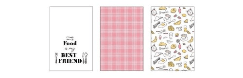 FARO Textil Sada 3 kuchynských utierok Kuke Breakfast 014 40x60 cm ružová