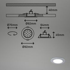 BRILONER BRILONER CCT LED vstavané svietidlá sada, pr.9,2 cm, 3x LED, 4,8 W, 450 lm, matný chróm IP44 BRI 7034-034