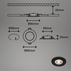 BRILONER BRILONER LED vstavané svietidlá, pr.9 cm, 4x LED, 4,9 W, 480 lm, matná čierna BRILO 7999-045