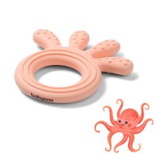 BabyOno Hryzátko silikónové Octopus ružové