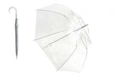 Teddies Dáždnik priehľadný biely svadobný plast/kov 82cm
