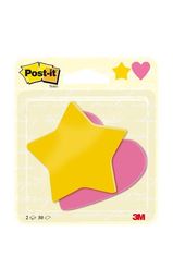 3M Samolepiace bloček v tvare hviezda a srdca, žltá a ružová, 70 x 72 mm, 2x 30 listov, 7100236594