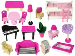 Lean-toys Domček pre bábiky Drevená vila Nadia Light Pink