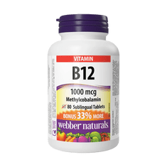 Webber Naturals Vitamín B12 1000mcg Metylkobalamin BONUS