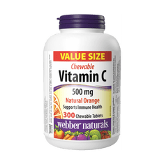 Webber Naturals Vitamín C žuvacie tablety 500 mg s príchuťou pomaranča