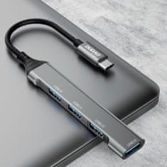 DUDAO A16T HUB adaptér USB-C - 4x USB, čierny