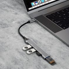 DUDAO A16T HUB adaptér USB-C - 4x USB, čierny
