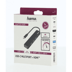 HAMA USB-C húb, multiport, 4x USB, 1x HDMI