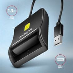 AXAGON CRE-SM3N, USB-A FlatReader čítačka kontaktných kariet Smart card (eObčanka), kábel 1.3m