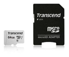 Transcend 64GB microSDXC 300S UHS-I U1 (Class 10) pamäťová karta (s adaptérom)