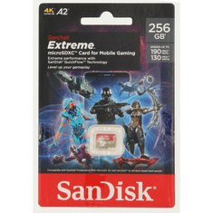 SanDisk Extreme microSDXC karta pre mobilné hry 256 GB 190 MB/s a 130 MB/s, A2 C10 V30 UHS-I U3