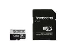 Transcend 128GB microSDXC 340S UHS-I U3 V30 A2 3D TLC (Class 10) pamäťová karta (s adaptérom), 160MB/s R, 125MB/s W