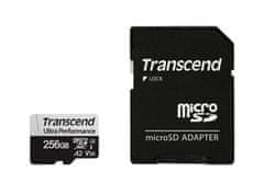 Transcend 256GB microSDXC 340S UHS-I U3 V30 A2 3D TLC (Class 10) pamäťová karta (s adaptérom), 160MB/s R, 125MB/s W