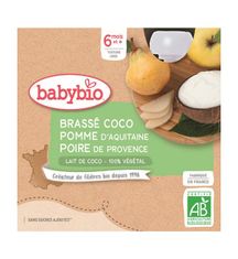 Babybio Olovrant s kokosovým mliekom - jablko a hruška 4x 85 g