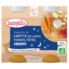 Babybio Večerné menu mrkva a paradajky s cestovinami 2x 200 g