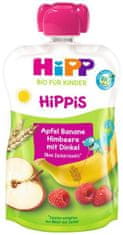 HiPP HiPPies BIO Jablko, banán, maliny, celozrnné obilniny 100 g, 12m+