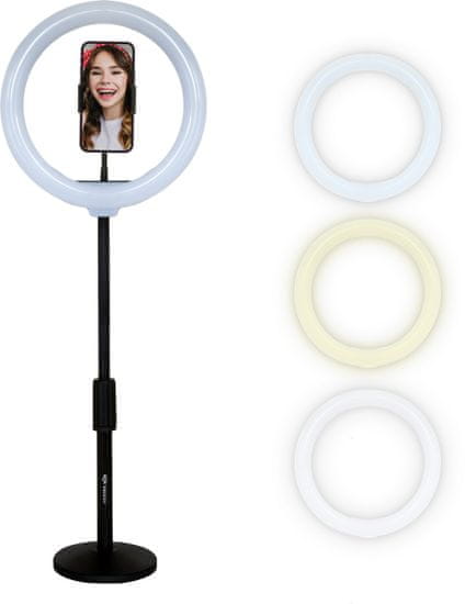 Veles-X Kruhové LED selfie svetlo / selfie ring so stojanom a držiakom telefónu DRLS
