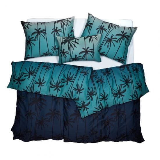SCANquilt Obliečky SATÉN DESIGN night palms štandardný 1x paplón 140x200 + 1x vankúš 70x90 cm