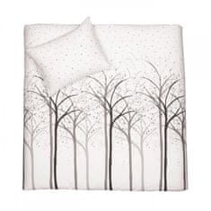 SCANquilt Obliečky SATÉN DESIGN stromy béžová čierna štandardný 1x paplón 140x200 + 1x vankúš 70x90 cm