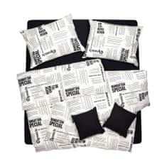 SCANquilt Obliečky KLASIK DESIGN newspaper štandardný 1x paplón 140x200 + 1x vankúš 70x90 cm