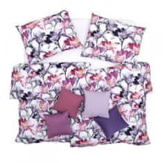 SCANquilt Obliečky ART JERSEY aqua bloom fialová ružová štandardný 1x paplón 140x200 + 1x vankúš 70x90 cm