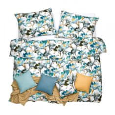 SCANquilt Obliečky ART JERSEY aqua bloom štandardný 1x paplón 140x200 + 1x vankúš 70x90 cm