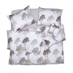 SCANquilt Obliečky SATÉN DESIGN forest béžová sivá štandardný 1x paplón 140x200 + 1x vankúš 70x90 cm