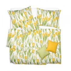 SCANquilt Obliečky SATÉN DESIGN tulips žltá štandardný 1x paplón 140x200 + 1x vankúš 70x90 cm