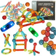 WOWO Svietiace Magnetické Bloky a Tyčinky pre Deti - LED, 52 Prvkov, Veľké
