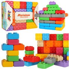 WOWO MARIOINEX Junior Stavebné Bloky - Farebné Tehly, 60 Prvkov, Poľská Výroba