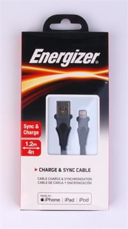 Energizer USB kábel, čierna, USB-A - Lightning (Apple), 1,2 m, 3492548221899